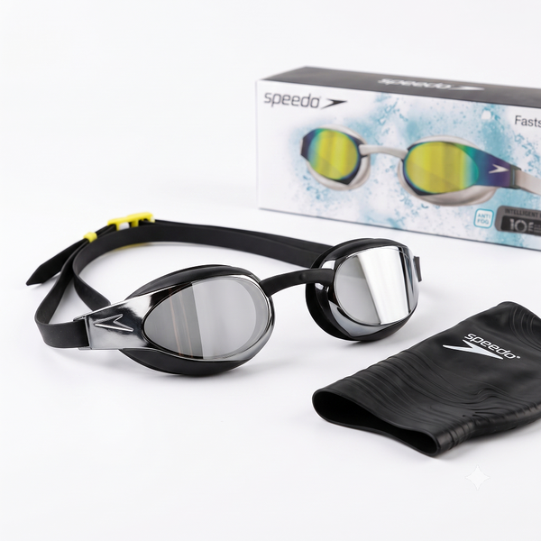 Окуляри для плавання Speedo Fastskin Hyper Elite Mirror +     шапочка Fastskin 3D Чорні SPHPEB фото