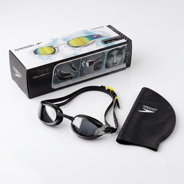 Окуляри для плавання Speedo Fastskin Hyper Elite Mirror +     шапочка Fastskin 3D Чорні SPHPEB фото
