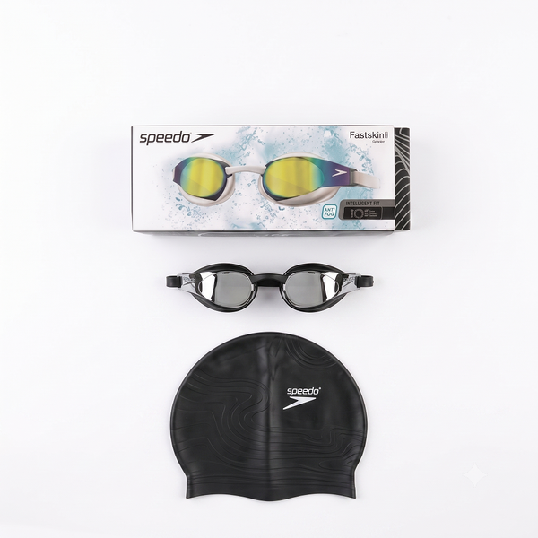 Окуляри для плавання Speedo Fastskin Hyper Elite Mirror +     шапочка Fastskin 3D Чорні SPHPEB фото
