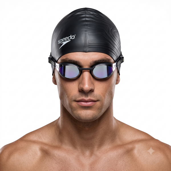 Окуляри для плавання Speedo Fastskin Hyper Elite Mirror +     шапочка Fastskin 3D Чорні SPHPEB фото