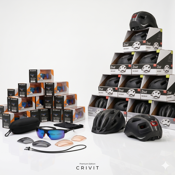 Велосипедний комплект: Шолом Crivit з LED-підсвіткою + Спортивні окуляри Crivit Pro 3-в-1 (змінні лінзи) HelmGogl1 фото